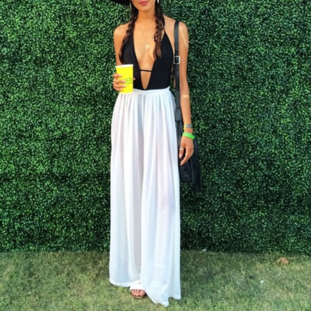 American Apparel Wide Leg Pants Sheer High Waist Pants Palazzo style